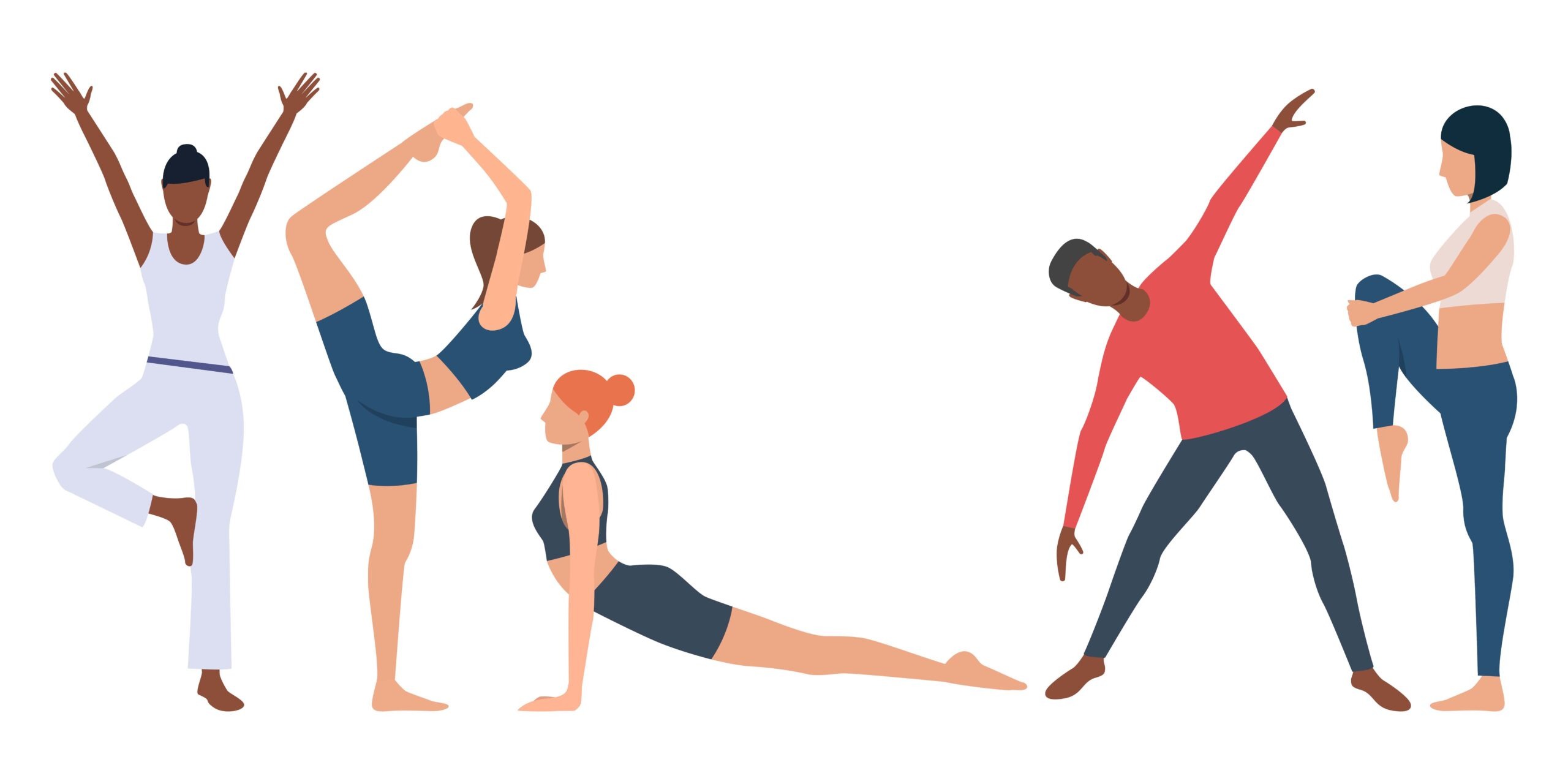 Set of fitness instructor practicing yoga. Flexible young people strengthening body. Vector illustration for body conscious, presentation, promo